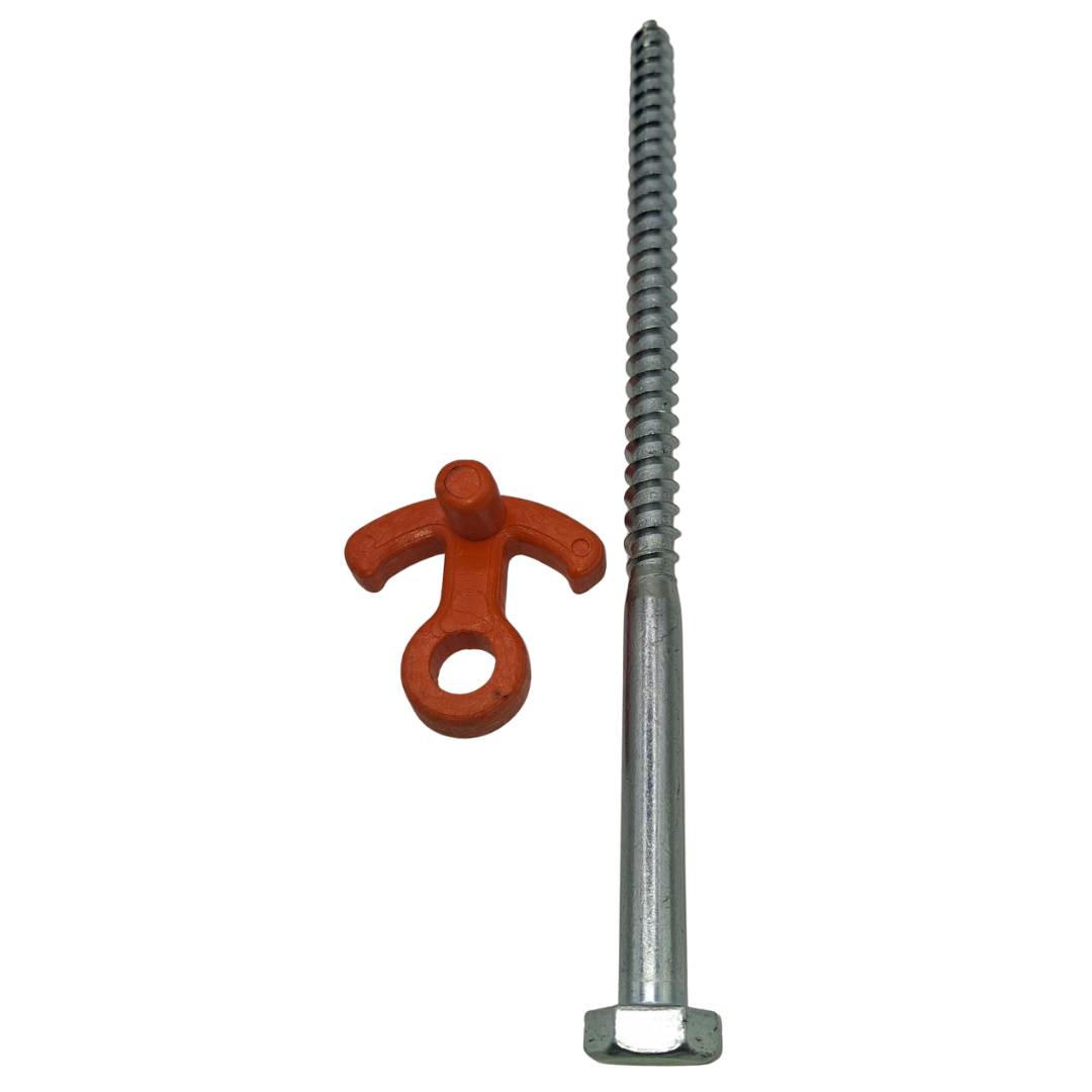 Tent Peg - Screw-in 200mm & Rope Hook (Set 1)